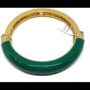 Lia Sophia Gold Green Rhinestone Bangle Bracelet